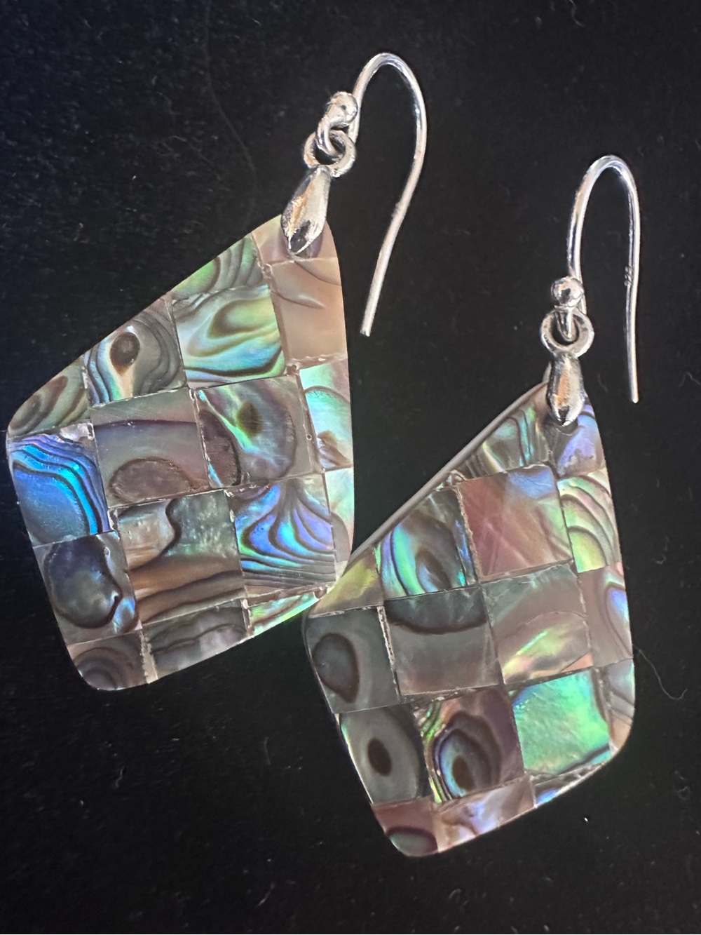 Abalone Shell Drop Earrings .925 Sterling Silver Wire NWT